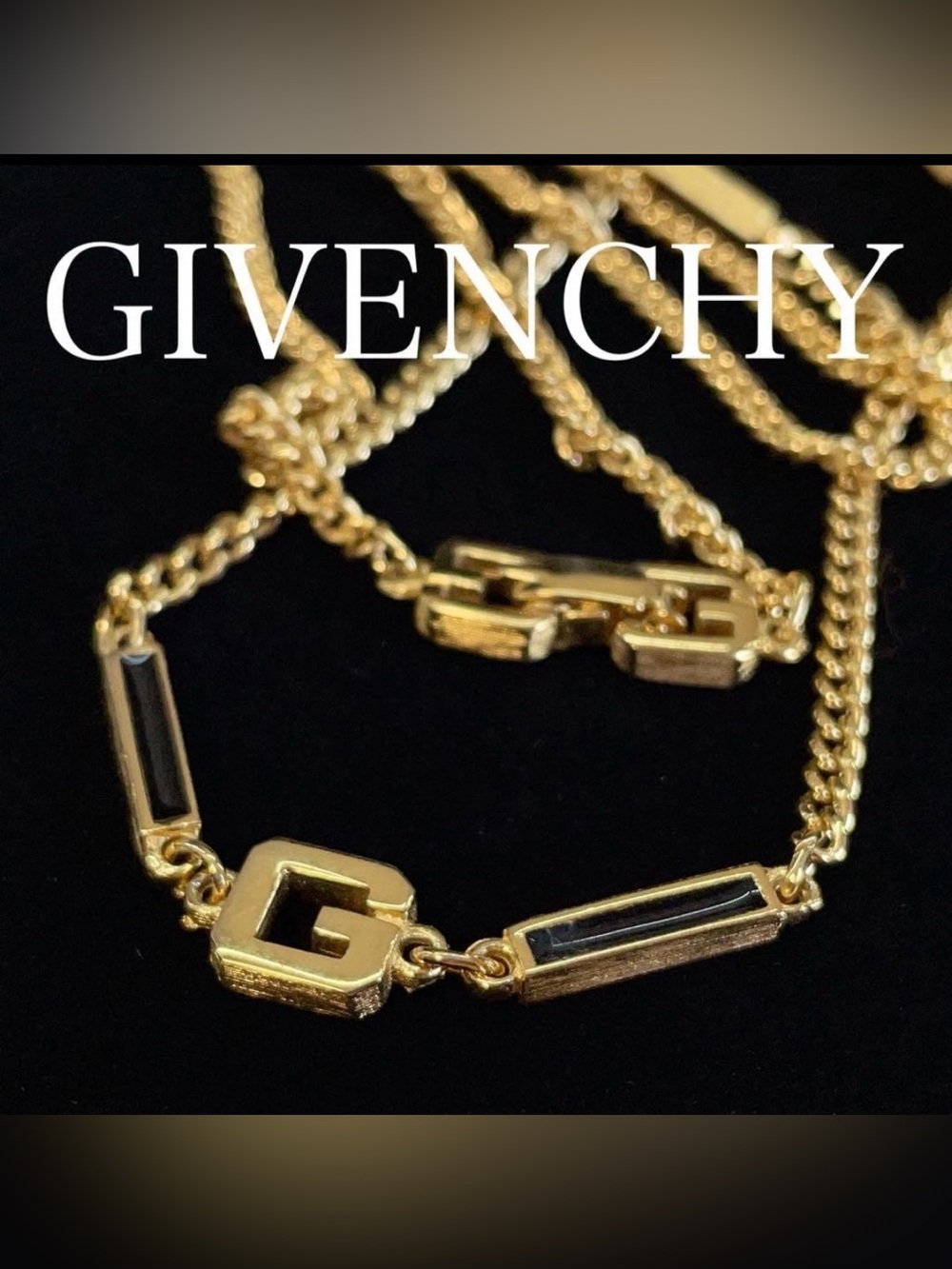 Givenchy Vintage Long Gold & Black Necklace